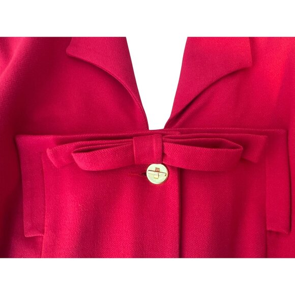 Cabi Lipstick Red Blazer Size 12 Bow Accent & Gold Buttons 3/4 Sleeve Stylish Ja - Picture 6 of 14